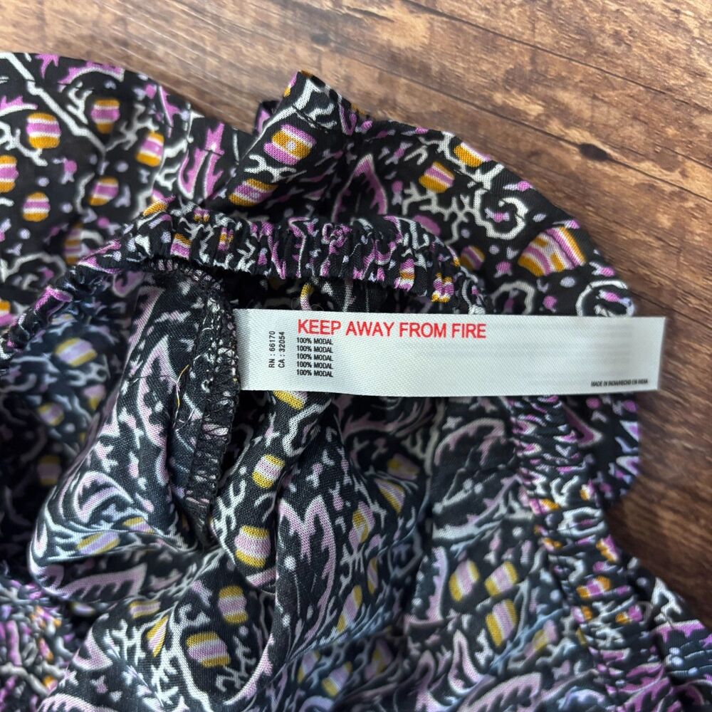 NWT $68 Anthropologie Silky Purple Paisley Pajama Sleep Set w/ Shorts Women's XL - Picture 3 of 5